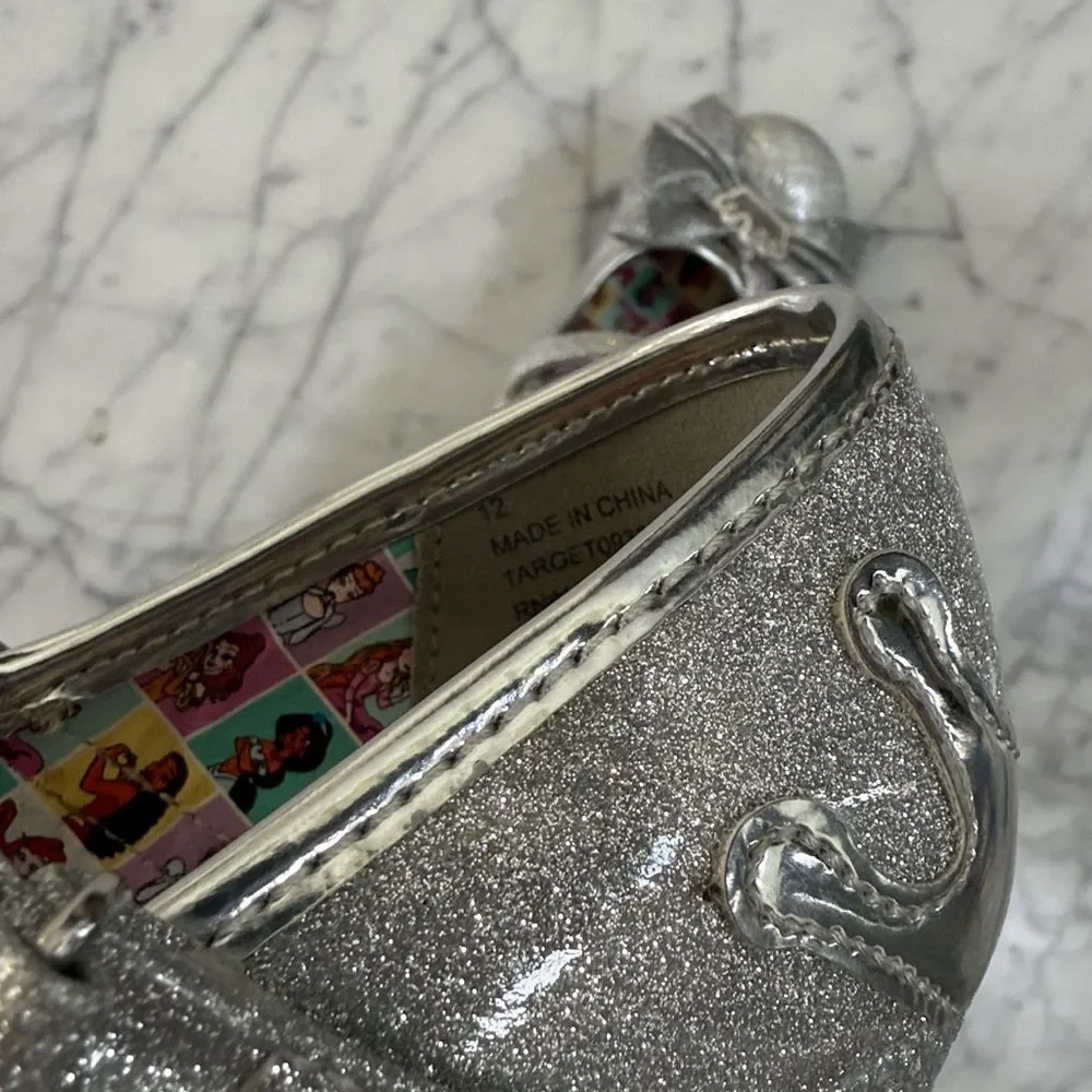 Disney Princess Girls Heeled Shoes Sparkling Silver Sz 12